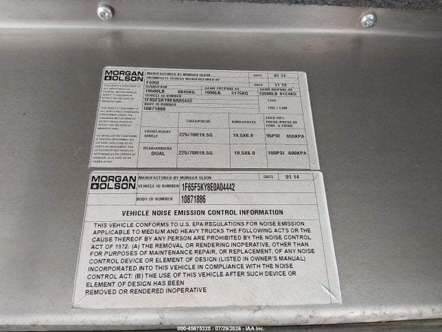 Продаж на аукціоні авто 2014 Ford F-59 Commercial Stripped, vin: 1F65F5KY8E0A04442, номер лоту: 45675320