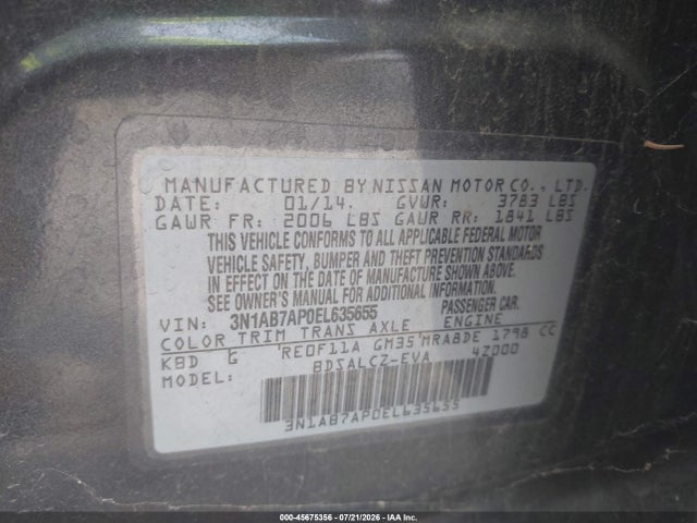 Nissan SENTRA S 2014 3N1AB7AP0EL635655 Image 9