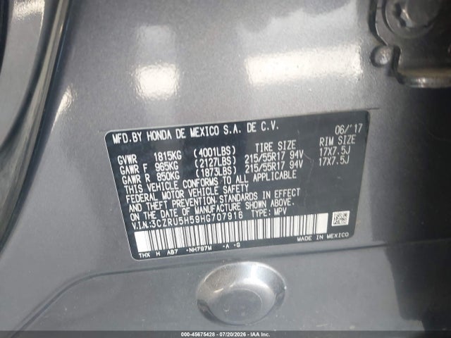 Honda HR-V EX 2017 3CZRU5H59HG707916 Image 9