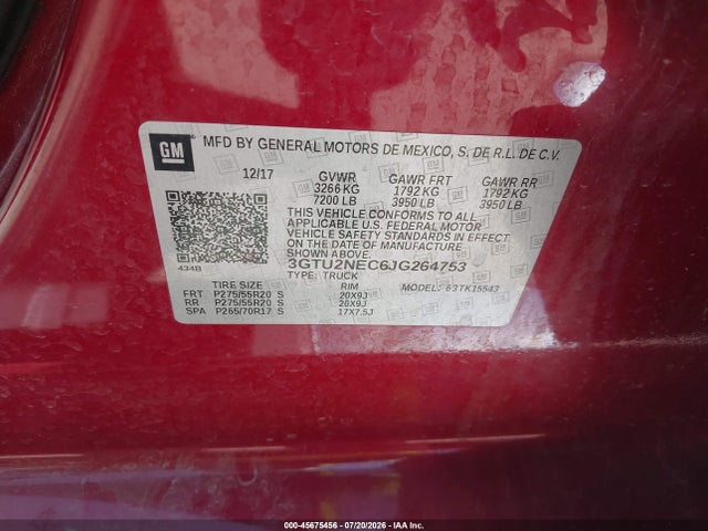 GMC Sierra 1500 Slt 2018 3GTU2NEC6JG264753 Image 9