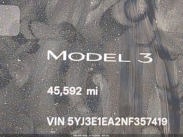 Aukcja sprzedaży 2022 Tesla Model 3 Rear-wheel Drive, vin: 5YJ3E1EA2NF357419, numer aukcji: 45675505