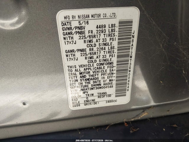 Nissan ROGUE S 2016 JN8AT2MT3GW004549 Image 9
