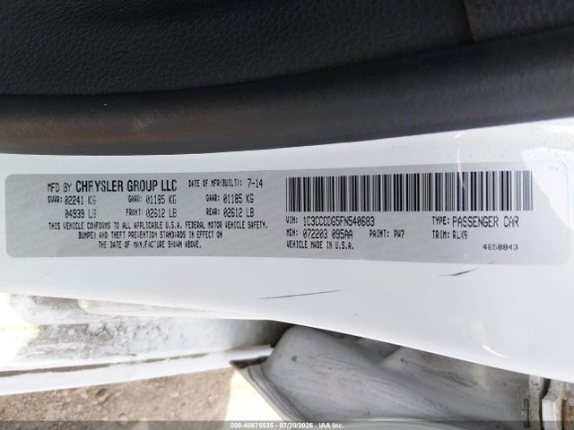 Aukcja sprzedaży 2015 Chrysler 200 S, vin: 1C3CCCDG5FN540683, numer aukcji: 45675535