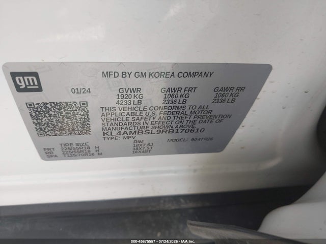 Продажа на аукционе авто 2024 Buick Encore Gx Preferred Fwd, vin: KL4AMBSL9RB170610, номер лота: 45675557