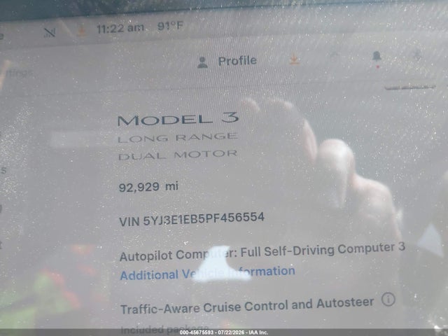 Tesla Model 3 Long Range Dual Motor All-wheel Drive 2023 5YJ3E1EB5PF456554 Image 7
