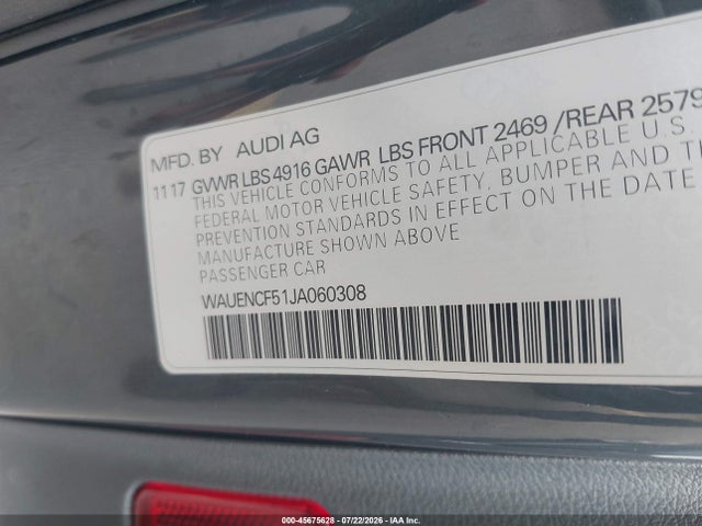 45675628 :رقم المزاد ، WAUENCF51JA060308 vin ، 2018 Audi A5 2.0t Premium مزاد بيع