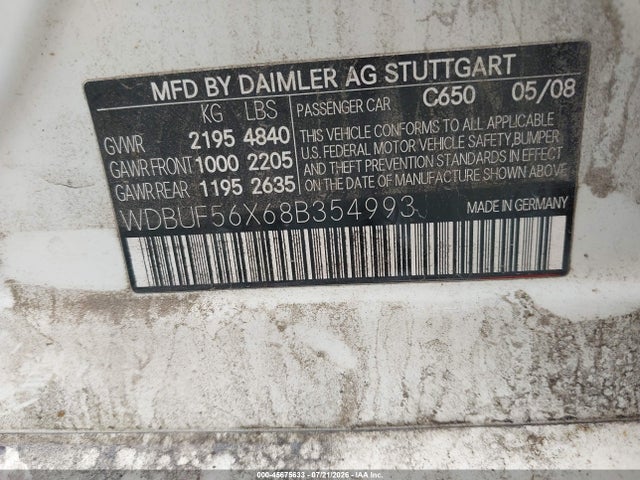 Продаж на аукціоні авто 2008 Mercedes-benz E 350, vin: WDBUF56X68B354993, номер лоту: 45675633