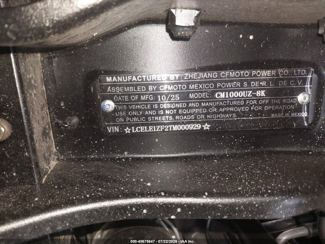 LCELE1ZF2TM000929 Cf Moto Uforce U10 Pro Highland