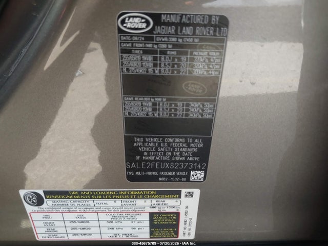 2025 Land Rover Defender 130 P400 X-dynamic Se მანქანა იყიდება აუქციონზე, vin: SALE2FEUXS2373142, აუქციონის ნომერი: 45675709