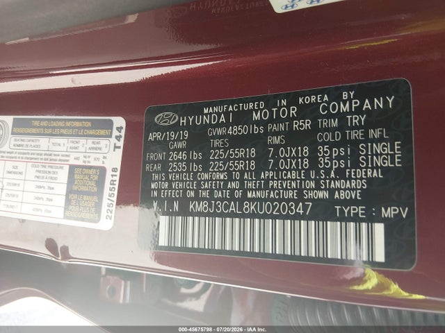Hyundai TUCSON SEL 2019 KM8J3CAL8KU020347 Image 9