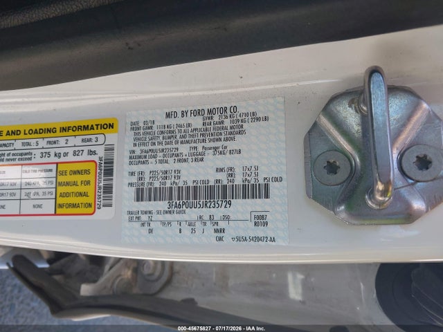 3FA6P0UU5JR235729 Ford Fusion Hybrid S