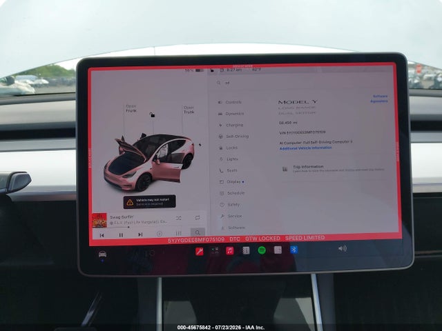 45675842 :رقم المزاد ، 5YJYGDEE8MF075109 vin ، 2021 Tesla Model Y Long Range Dual Motor All-wheel Drive مزاد بيع