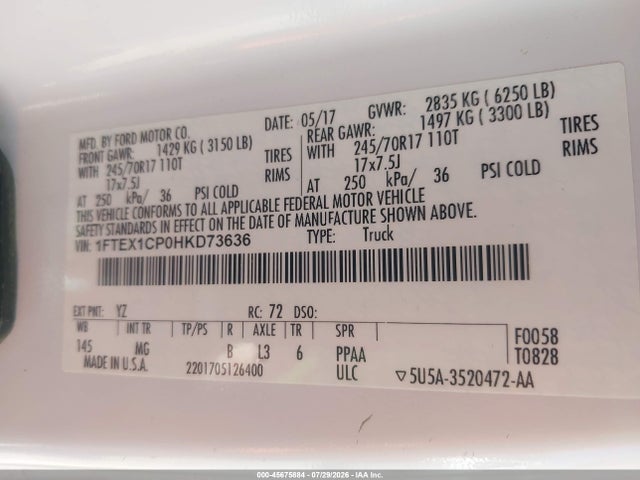 Ford F-150 Xlt 2017 1FTEX1CP0HKD73636 Image 9