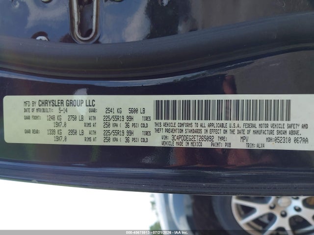 Auction sale of the 2014 Dodge Journey R/t, vin: 3C4PDDEG2ET265092, lot number: 45675913