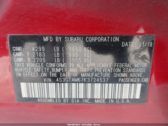 4S3GTAM67K3724537 Subaru Impreza 2.0i Sport