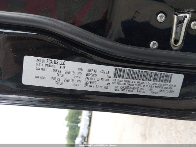 Aukcja sprzedaży 2019 Jeep Compass Latitude 4x4, vin: 3C4NJDBB6KT767446, numer aukcji: 45676007