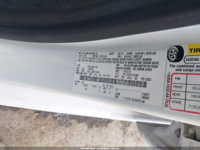 Ford FIESTA SE 2015 3FADP4BJ6FM191526 Image 9