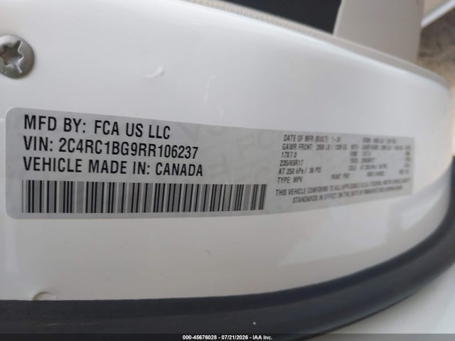 Продаж на аукціоні авто 2024 Chrysler Pacifica Touring L, vin: 2C4RC1BG9RR106237, номер лоту: 45676028