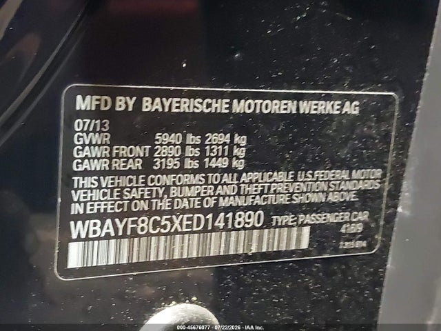 45676077 :رقم المزاد ، WBAYF8C5XED141890 vin ، 2014 Bmw Alpina B7 Xdrive مزاد بيع