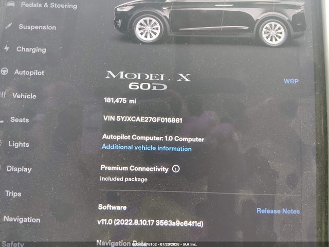 Aukcja sprzedaży 2016 Tesla Model X 60d/70d/75d/90d, vin: 5YJXCAE27GF016861, numer aukcji: 45676102
