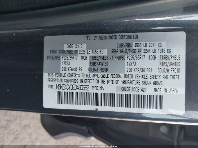 Aukcja sprzedaży 2014 Mazda Cx-5 Touring, vin: JM3KE4CY0E0430662, numer aukcji: 45676110