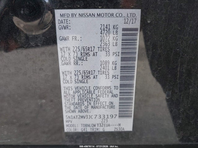 Nissan ROGUE SV 2018 5N1AT2MV3JC733197 Image 9