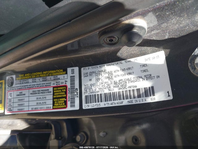 Aukcja sprzedaży 2016 Toyota Tacoma, vin: 5TFCZ5ANXGX007372, numer aukcji: 45676128