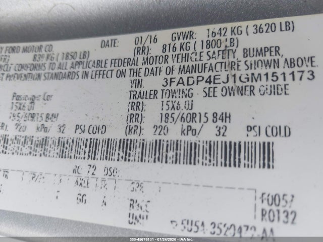 Ford FIESTA SE 2016 3FADP4EJ1GM151173 Image 9