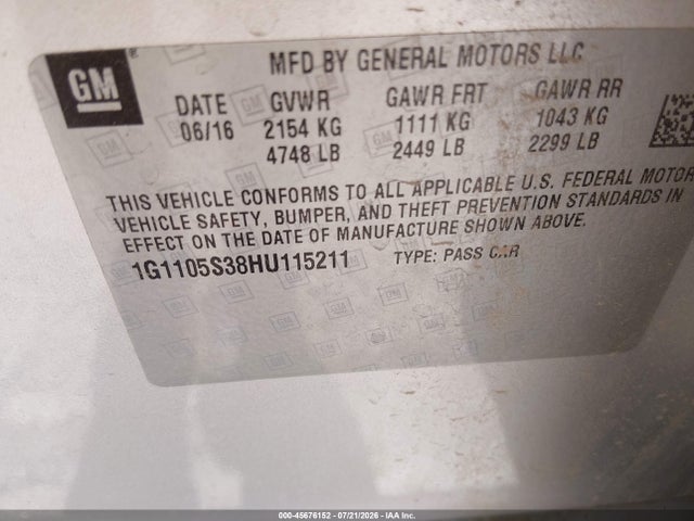 Chevrolet IMPALA 1LT 2017 1G1105S38HU115211 Image 9