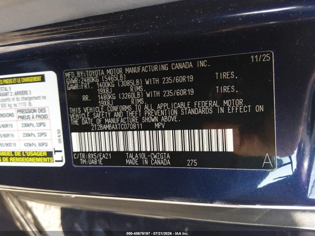 2026 Lexus Rx 350 Premium მანქანა იყიდება აუქციონზე, vin: 2T2BAMBAXTC070811, აუქციონის ნომერი: 45676197