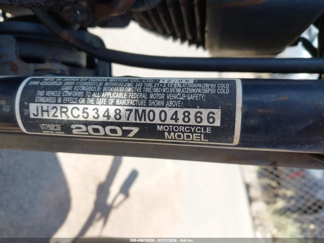 Продажа на аукционе авто 2007 Honda Vt750 C2f, vin: JH2RC53487M004866, номер лота: 45676205