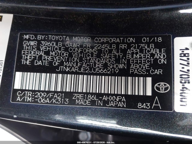 Toyota COROLLA IM 2018 JTNKARJE2JJ566219 Image 9