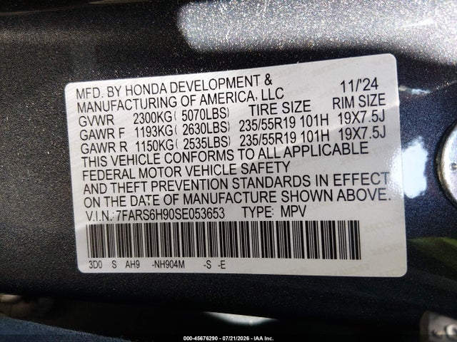 7FARS6H90SE053653 Honda Cr-v Hybrid Sport Touring