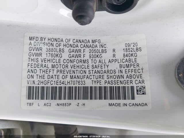 Honda CIVIC SI SEDAN 2020 2HGFC1E54LH707633 Image 9