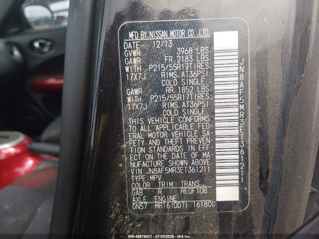 Nissan Juke Sv 2014 JN8AF5MR3ET361211 Image 9