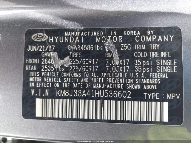Hyundai Tucson Se Plus 2017 KM8J33A41HU536602 Image 9