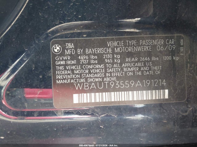 Продаж на аукціоні авто 2009 Bmw 328i, vin: WBAUT93559A191214, номер лоту: 45676448