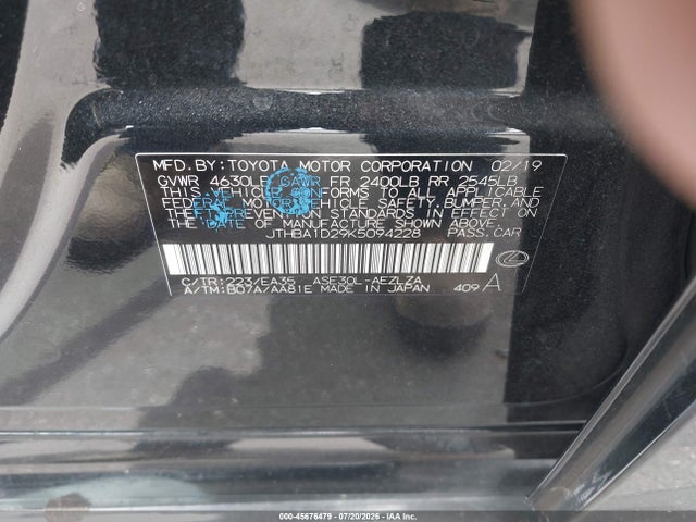 Lexus IS 300 2019 JTHBA1D29K5094228 Image 9