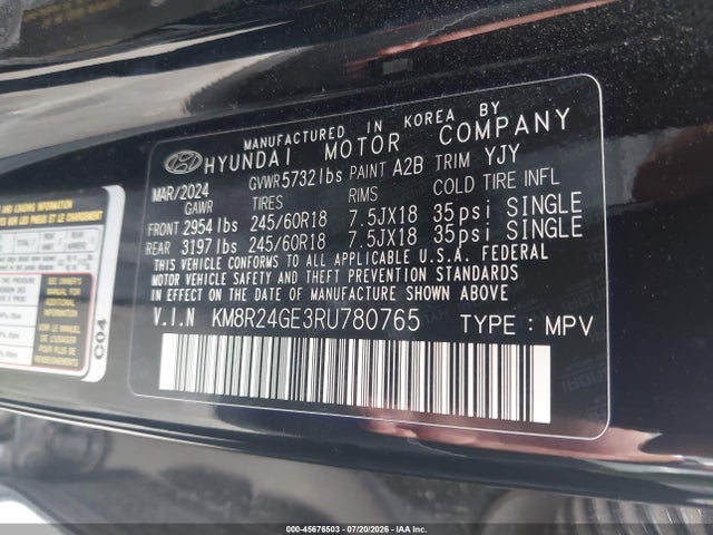KM8R24GE3RU780765 Hyundai Palisade Sel