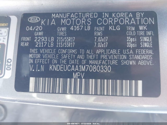 KIA SELTOS S 2021 KNDEUCAA1M7080330 Image 9