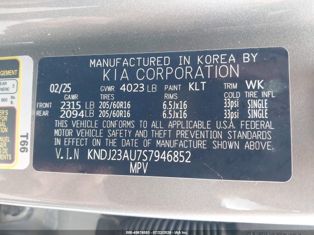 KIA SOUL LX 2025 KNDJ23AU7S7946852 Image 9
