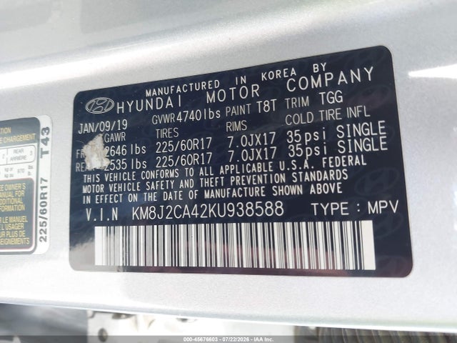 Hyundai TUCSON SE 2019 KM8J2CA42KU938588 Image 9