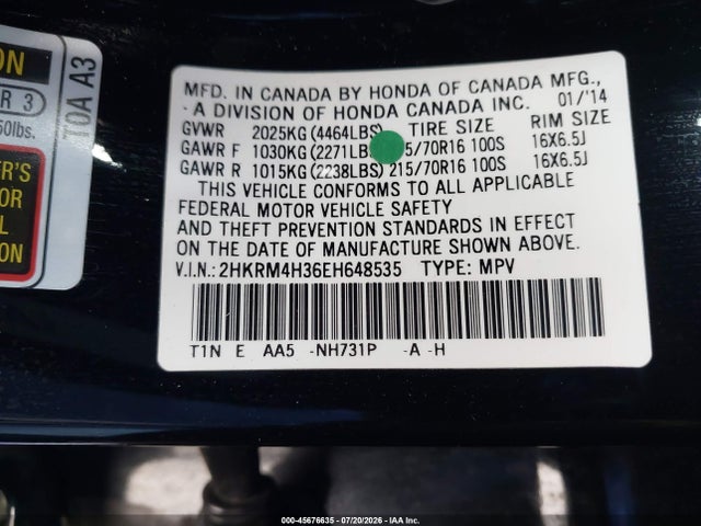 Honda CR-V LX 2014 2HKRM4H36EH648535 Image 9