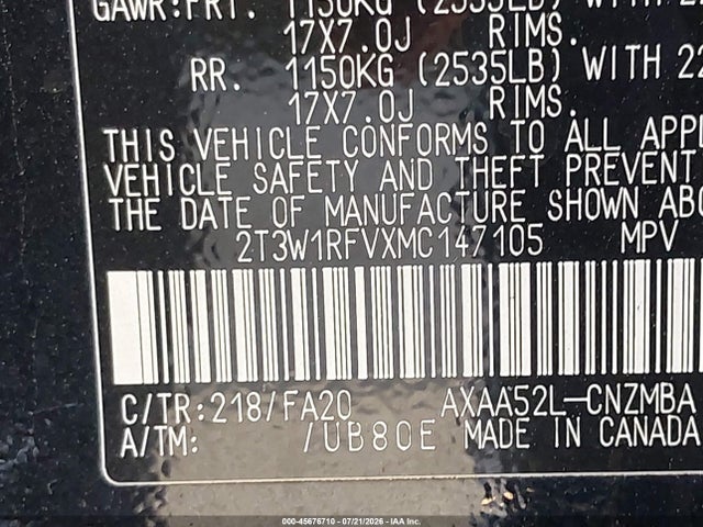 Toyota Rav4 Xle 2021 2T3W1RFVXMC147105 Image 9