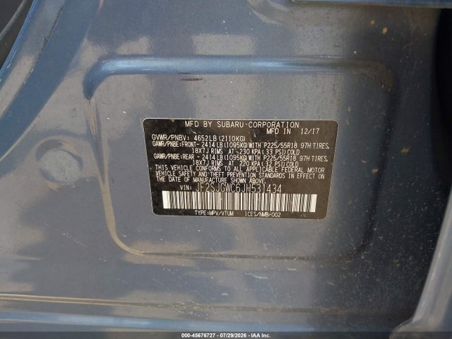 2018 Subaru Forester 2.0xt Touring მანქანა იყიდება აუქციონზე, vin: JF2SJGWC6JH531434, აუქციონის ნომერი: 45676727