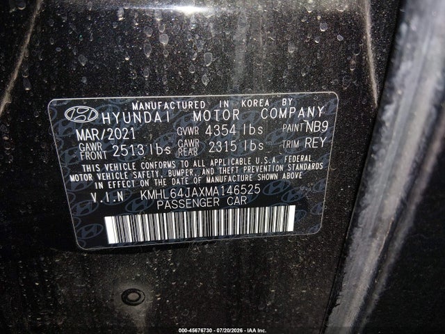 Hyundai SONATA SEL 2021 KMHL64JAXMA146525 Image 9