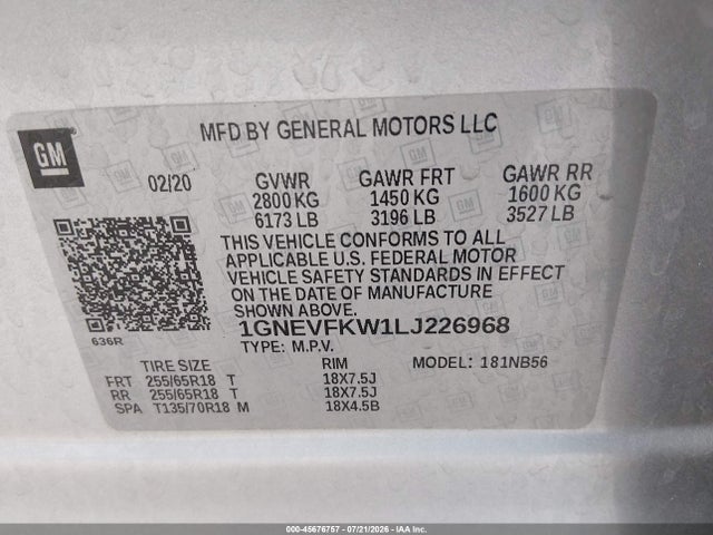 Chevrolet Traverse Awd Ls 2020 1GNEVFKW1LJ226968 Image 9