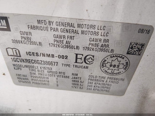 1GCVKREC6GZ386677 Chevrolet Silverado 1500 Lt