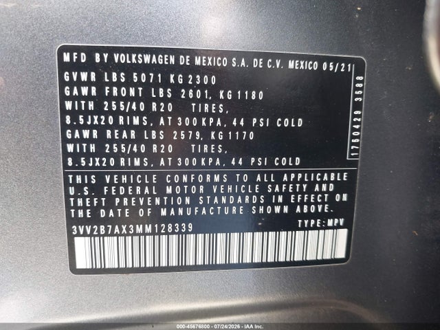 Volkswagen Tiguan 2021 3VV2B7AX3MM128339 Image 9