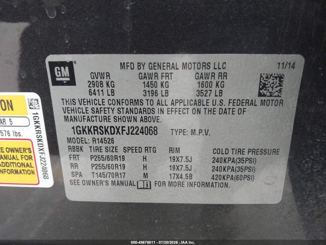 GMC Acadia Slt-2 2015 1GKKRSKDXFJ224068 Image 9